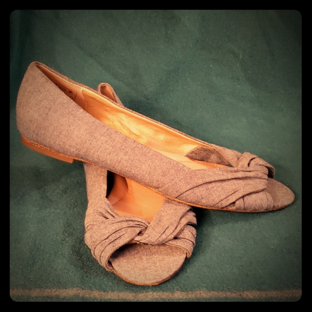 Peep Toe Denim Flats